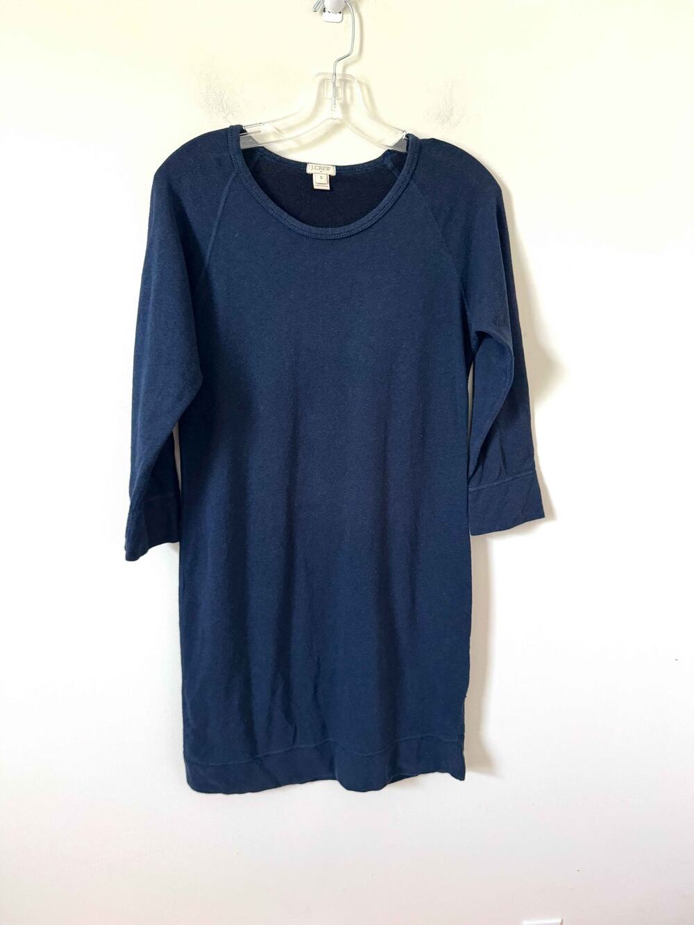 J.Crew Sweatshirt Modest Cotton Casual T-shirt Midi Dress Navy Blue Size Small